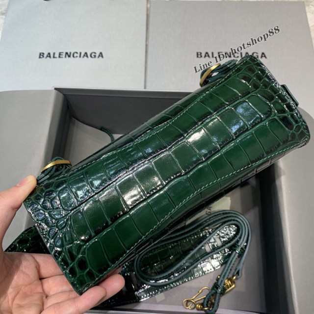 Balenciaga專櫃爆款鱷魚紋墨綠配金扣小紋手袋手提包 638512 巴黎世家小號Neo Classic機車包 fyj1449